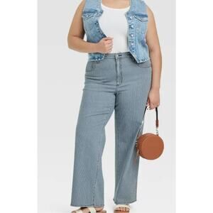 Universal Thread High Rise Wide Leg Jeans Blue Striped Women’s 30 NWT